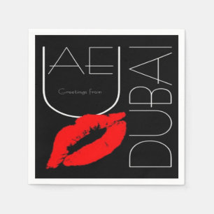 Greetings from Dubai UAE Red Lipstick Kiss Paper Napkins