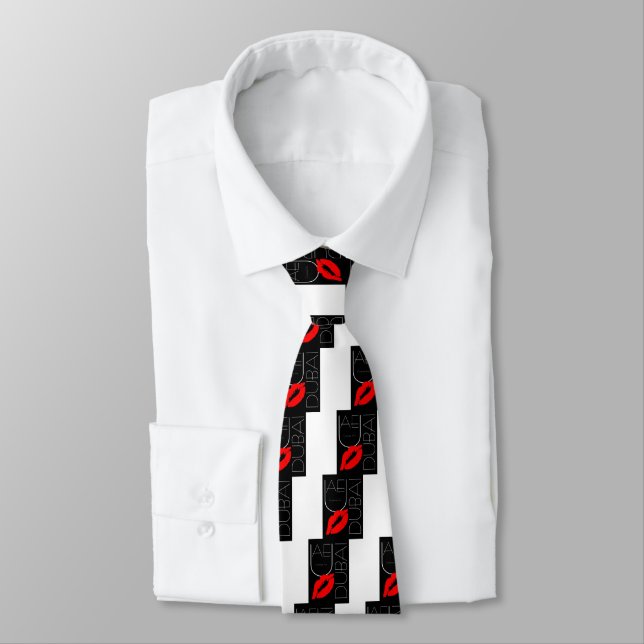 Greetings from Dubai UAE Red Lipstick Kiss Tie (Tied)