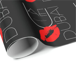 Greetings from Dubai UAE Red Lipstick Kiss Wrapping Paper