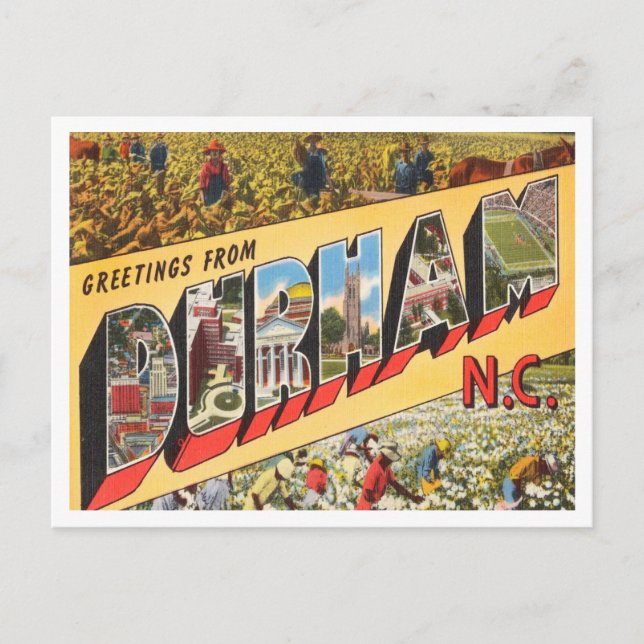 Greetings from Durham, North Carolina Travel Postcard (Front)
