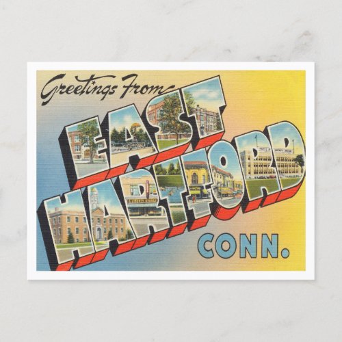Greetings from East Hartford Connecticut Travel Postcard