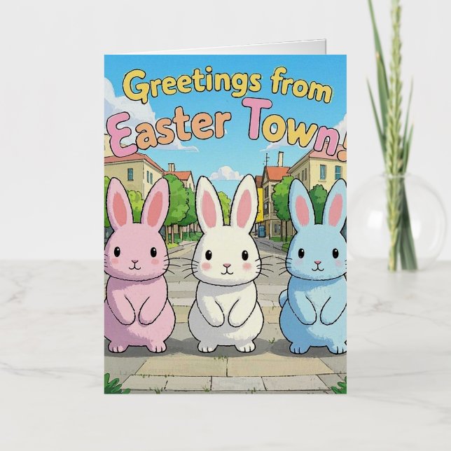 Greetings from Easter Town Celebration  Foil Greeting Card (Front)