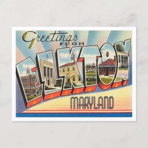 Greetings from Elkton Maryland Vintage Travel Postcard