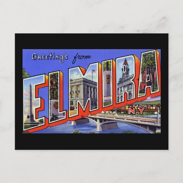 Greetings from Elmira New York Postcard (Front)