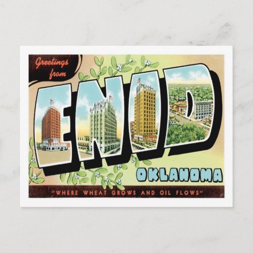 Greetings From Enid Oklahoma US City Postcard