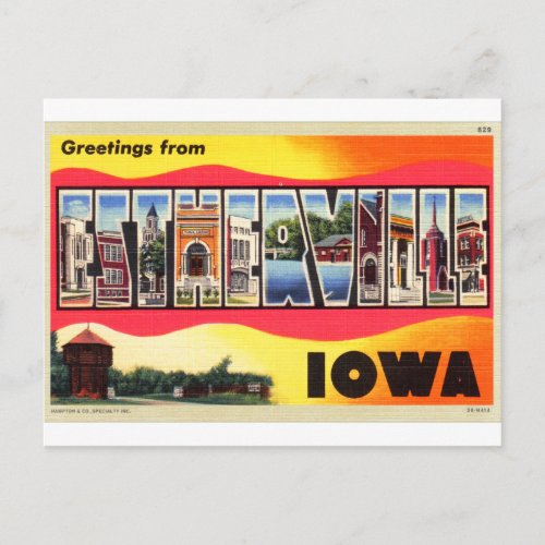 Greetings From Estherville Iowa Letter Postcard