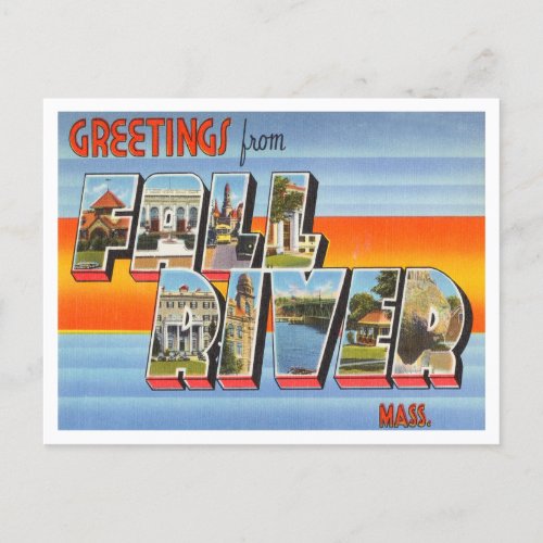 Greetings from Fall River Massachusetts Travel Postcard