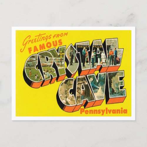 Greetings from famous Crystal Cave Pennsylvania Postcard
