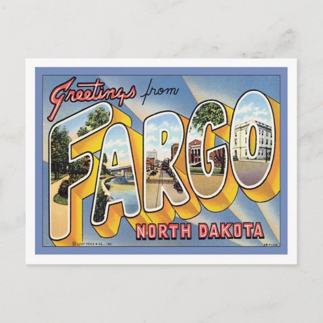 Greetings From Fargo North Dakota Postcard (Front)