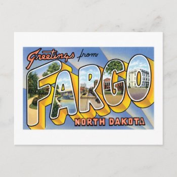 Greetings From Fargo  North Dakota! Postcard by scenesfromthepast at Zazzle