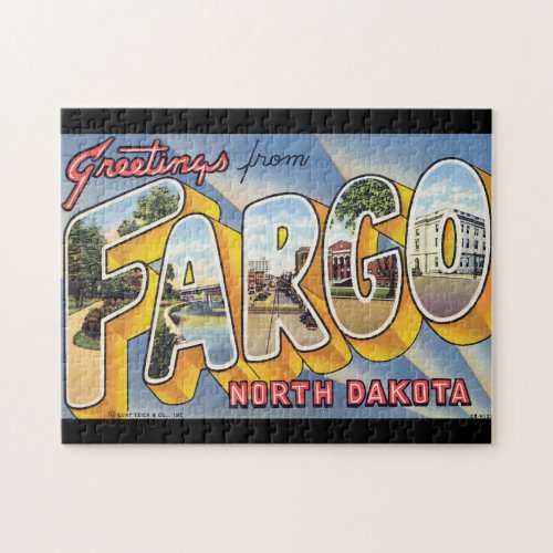 Greetings from Fargo North Dakota_Vintage Travel Jigsaw Puzzle