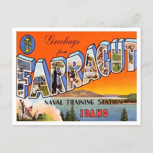 Greetings from Farragut Naval Training Station Postcard