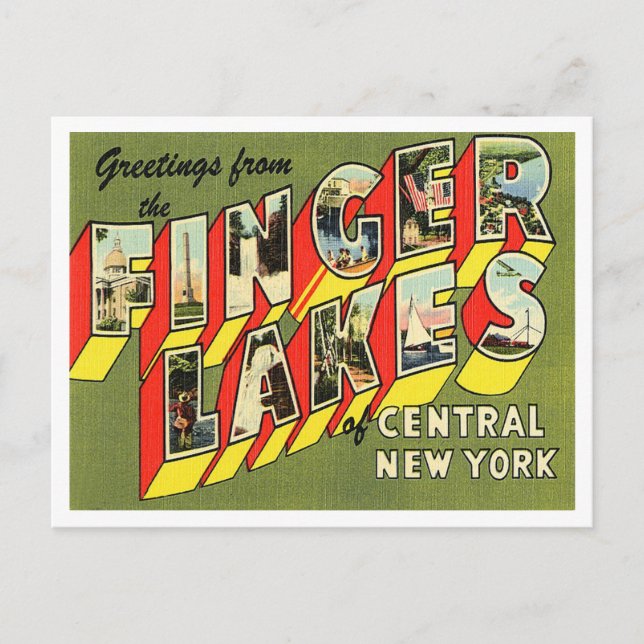 Greetings from Finger Lakes of Central New York Postcard (Front)
