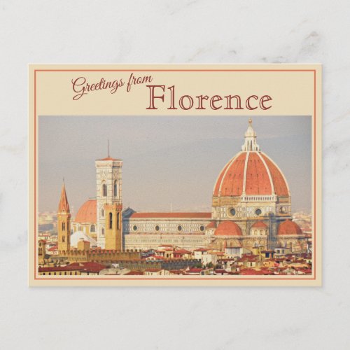 Greetings From Florence Italy Vintage Postcard