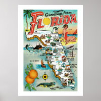 Greetings From Florida 20x28 Poster Print