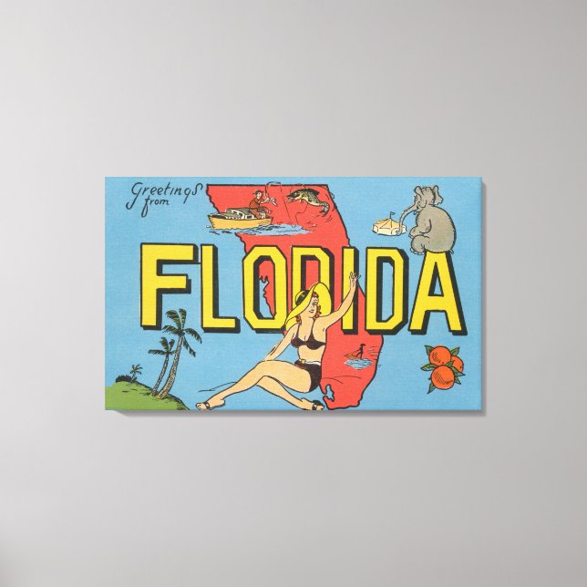 Greetings from Florida (Blue)Florida Canvas Print (Front)