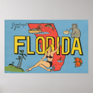 Greetings from Florida (Blue)Florida Poster