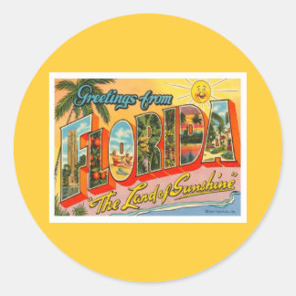 Greetings From Florida Classic Round Sticker
