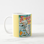 Greetings From Florida Illustrated  Mug<br><div class="desc">Sensational,  colorful vintage map postcard of the State of Florida repurposed on a coffee mug. Wonderfully illustrated with attractions and cities.</div>