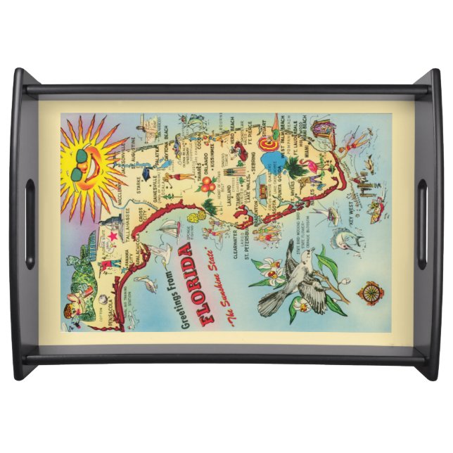 Greetings From Florida Map Serving Tray (Front)