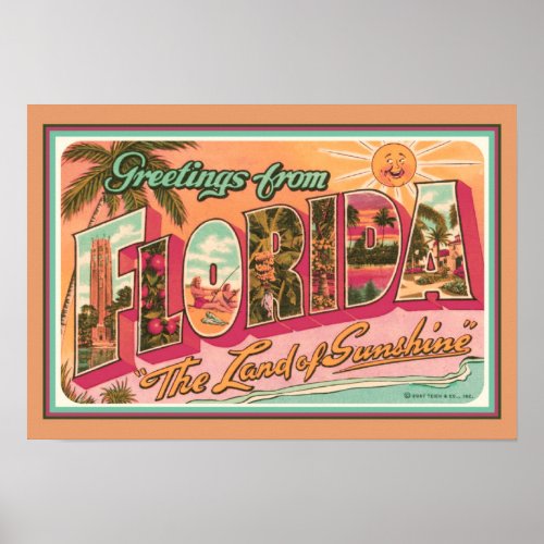 Greetings from Florida Nostalgic Poster