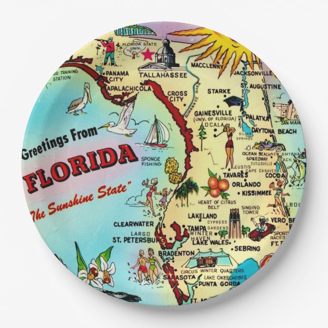 Greetings from Florida Paper Plates (Front)