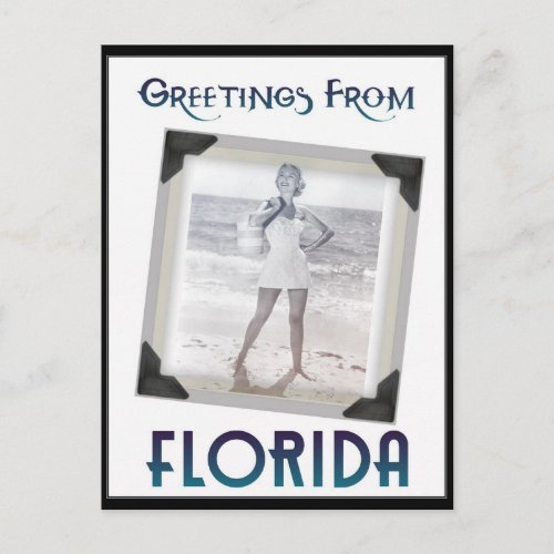 Greetings From FLORIDA Pin Up Girl  Postcard
