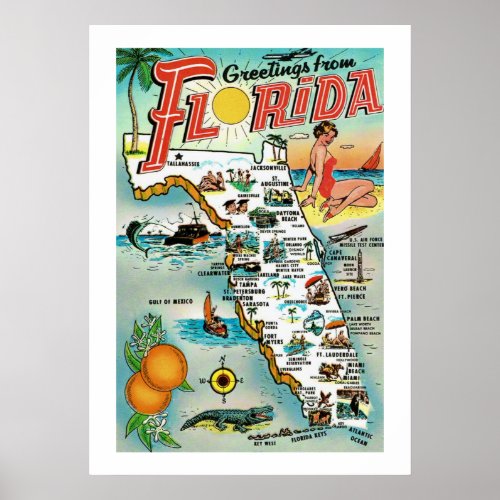 Greetings From Florida Poster Print