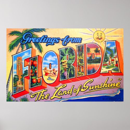 Greetings from Florida the land of sunshine Poster