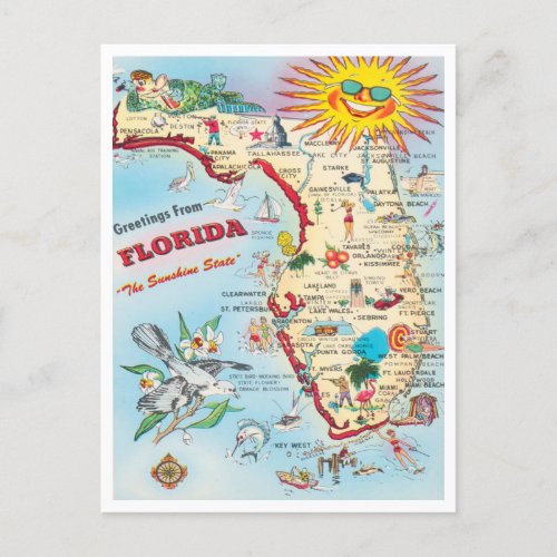 Greetings from Florida the Sunshine State Travel Postcard
