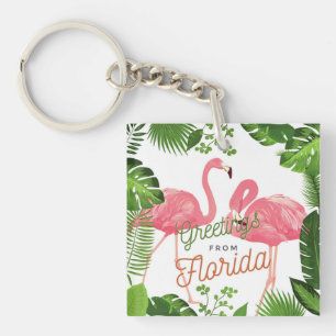 Greetings from Florida, tropical design Keychain