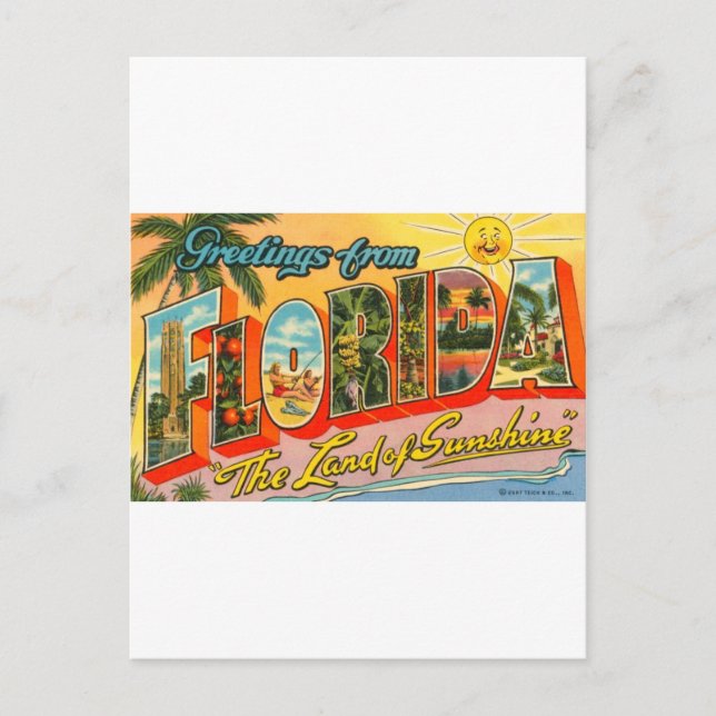 Greetings From Florida Vintage Postcard (Front)