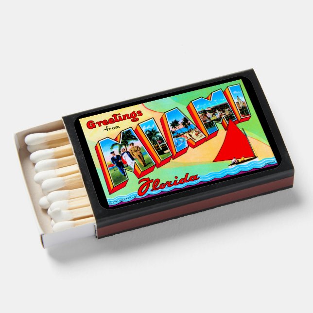 Greetings From Florida Vintage Postcard Matches (Front Open)