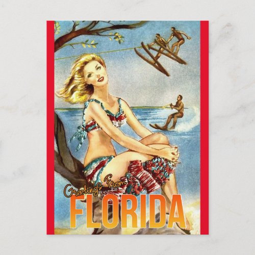 Greetings from Florida Vintage style Travel  Postcard