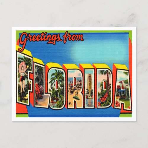Greetings from Florida Vintage Travel Postcard