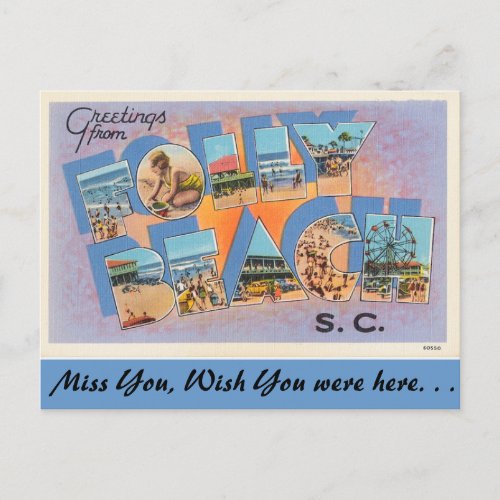 Greetings from Folly Beach Postcard