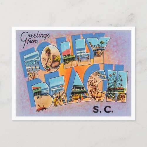 Greetings from Folly Beach South Carolina Travel Postcard