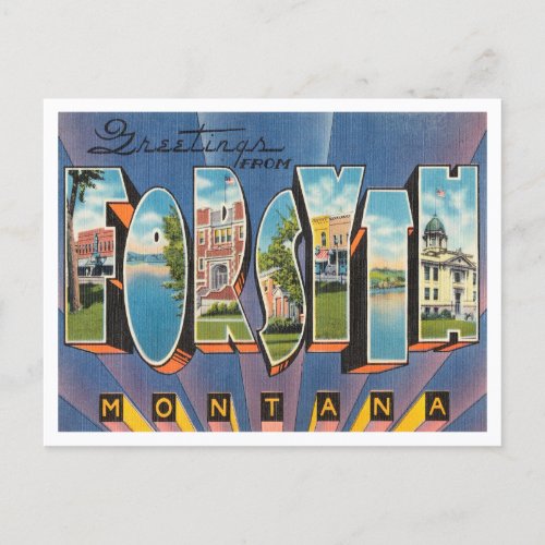 Greetings from Forsyth Montana Vintage Travel Postcard