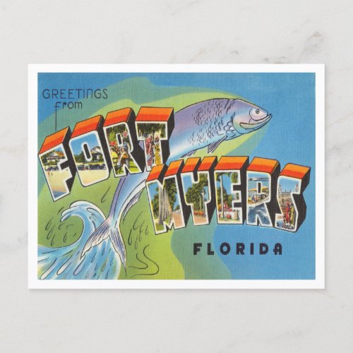 Greetings from Fort Myers Florida Vintage Travel Postcard