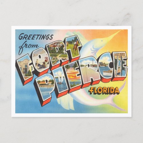 Greetings from Fort Pierce Florida Vintage Travel Postcard