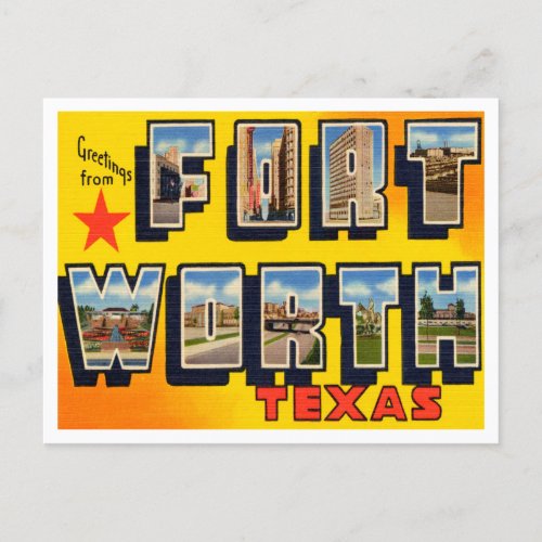 Greetings from Fort Worth Texas Vintage Travel Postcard