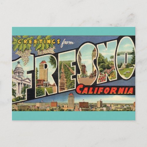 Greetings from Fresno Ca Travel Postcard