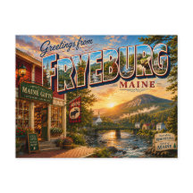 Greetings from Fryeburg Maine Nostalgic Postcard