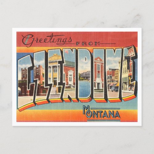 Greetings from Glendive Montana Vintage Travel Postcard