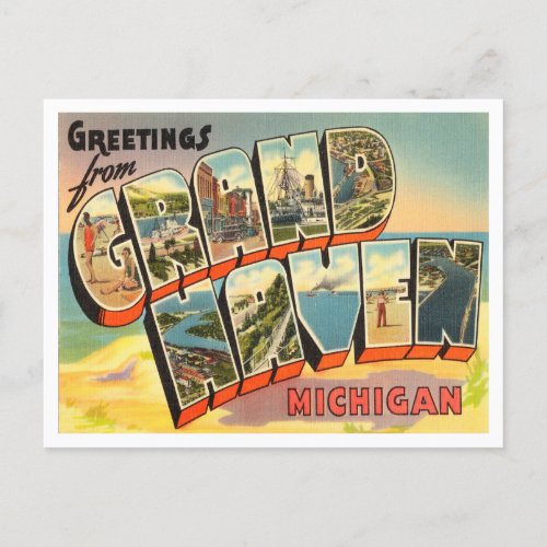 Greetings from Grand Haven Michigan Travel Postcard