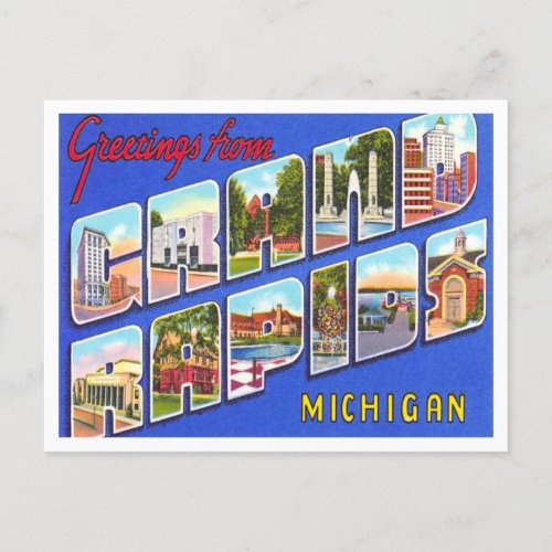 Greetings from Grand Rapids Michigan Travel Postcard