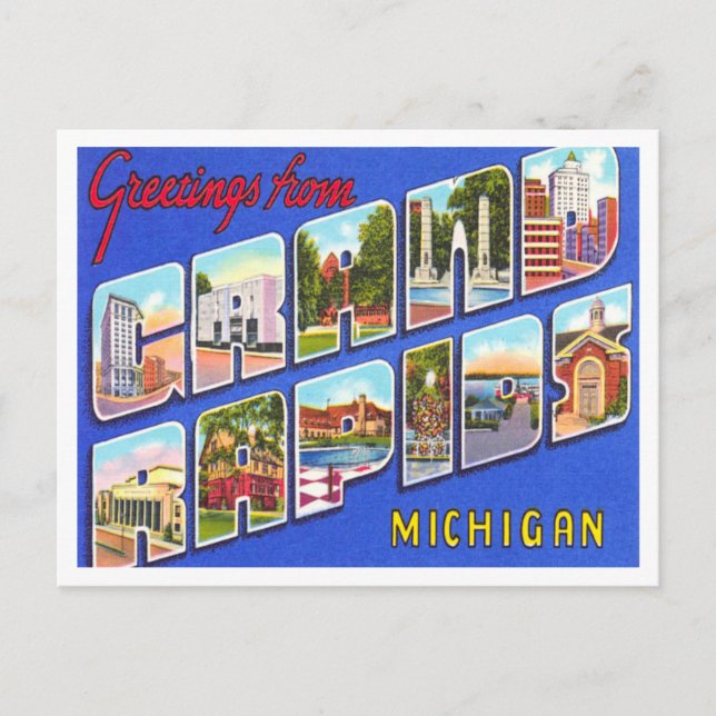 Greetings from Grand Rapids, Michigan Travel Postcard (Front)