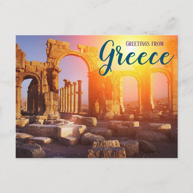 Greetings from Greece Ancient Ruins Parthenon Postcard (Front)