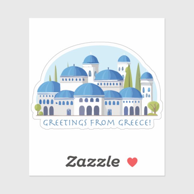 Greetings from Greece Retro Sticker (Sheet)