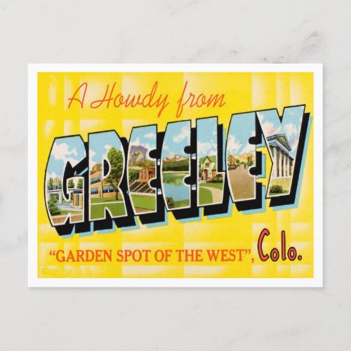 Greetings from Greeley Colorado Vintage Travel Postcard